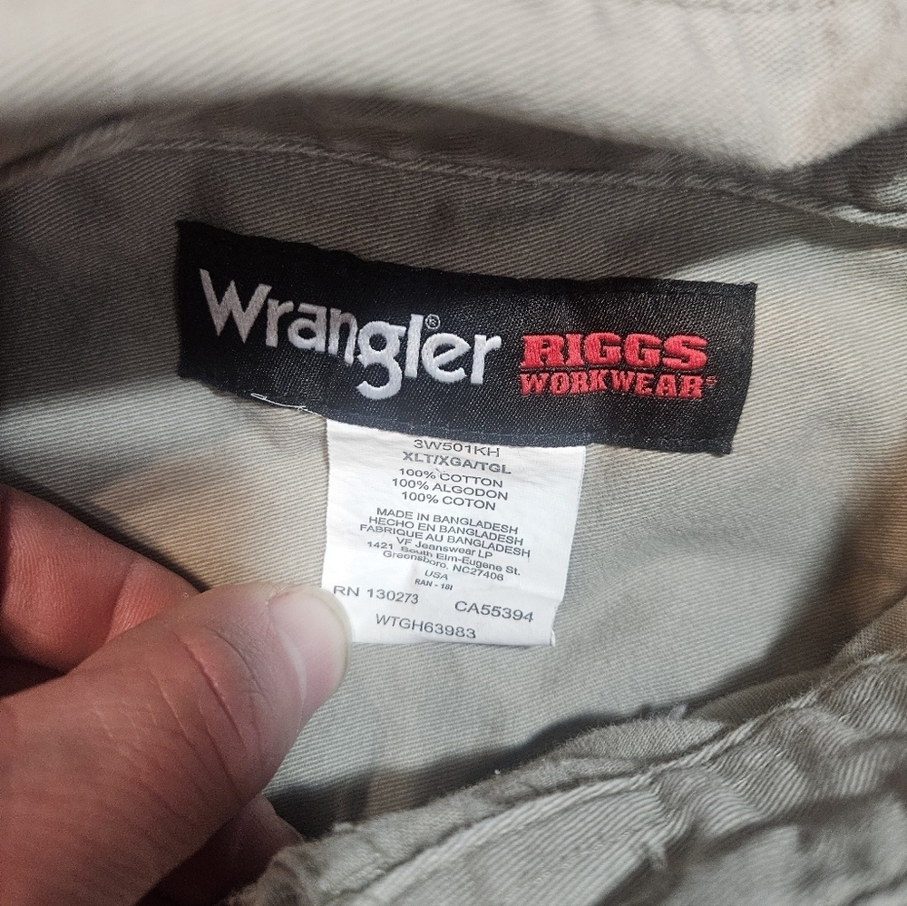 Wrangler Riggs Workwear Khaki Shirt Men’s XLT Tall - Picture 3 of 7